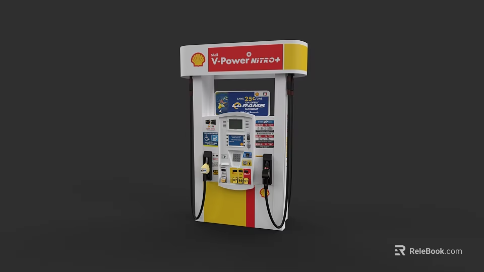 Car Refueling at Shell Power Nitro+ Fuel Pump with Efficient Service 3d model 