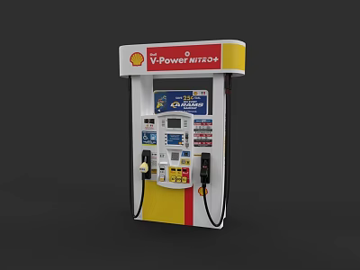 Car Refueling at Shell Power Nitro+ Fuel Pump with Efficient Service 3d model