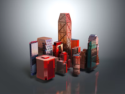 Colorful Cartoon Style City Buildings With Various Shapes And Playful Designs 3d model