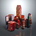 Colorful Cartoon Style City Buildings With Various Shapes And Playful Designs