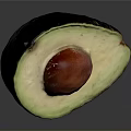 Fresh Half Avocado With Green Flesh And Brown Seed On Gray Background