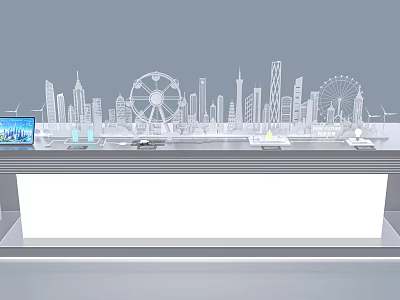 Urban Sand Table Model With City Skyscrapers Ferris Wheel And Display Stand 3d model