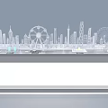 Urban Sand Table Model With City Skyscrapers Ferris Wheel And Display Stand
