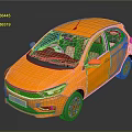 Orange Compact Hatchback Car With Modern Design And Black Wheels Windows