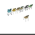 Various Colored Modern Chairs With Different Styles Designs And Metal Frames