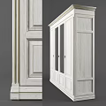 White Minimalist Wardrobe Design With Four Doors Glass And Wooden Panels