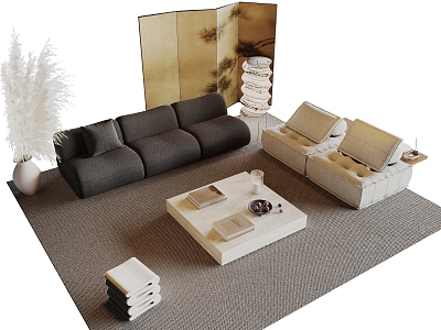 Mid-ancient style sofa coffee table combination model