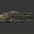 Multi Story Building Model With Yellow Exterior Walls Windows And Green Plants