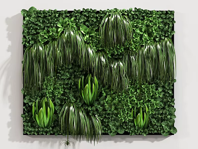 Indoor Living Plant Wall with Diverse Green Foliage and Lush Vegetation 3d model