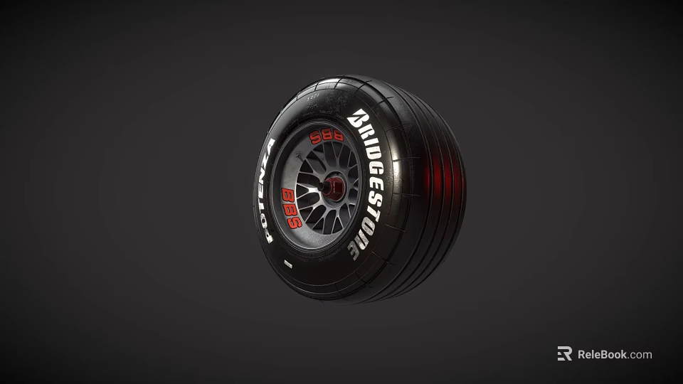 Sleek Car Performance Wheel With Dunlop 588 Tire Black Rim And Red Accent 3d model 