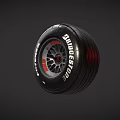 Sleek Car Performance Wheel With Dunlop 588 Tire Black Rim And Red Accent