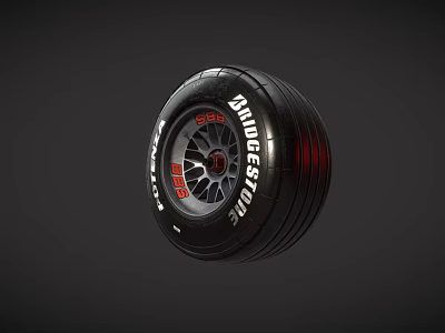 Sleek Car Performance Wheel With Dunlop 588 Tire Black Rim And Red Accent 3d model