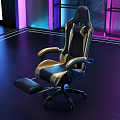 Ergonomic Black And White Gaming Office Chair With Adjustable Footrest And Modern Design