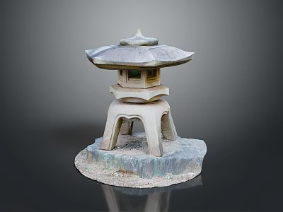 Japanese Traditional Stone Lantern With Multi Tiered Structure And Pagoda Roof 3d model