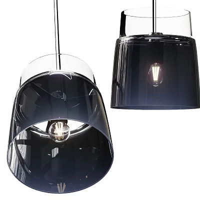 Modern Transparent Glass Pendant Light with Black Shade and Bulb for Contemporary Interior Decor 3d model