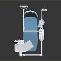 Professional Dental Chair Equipment With Blue Seat Dental Light Control Console And Cables
