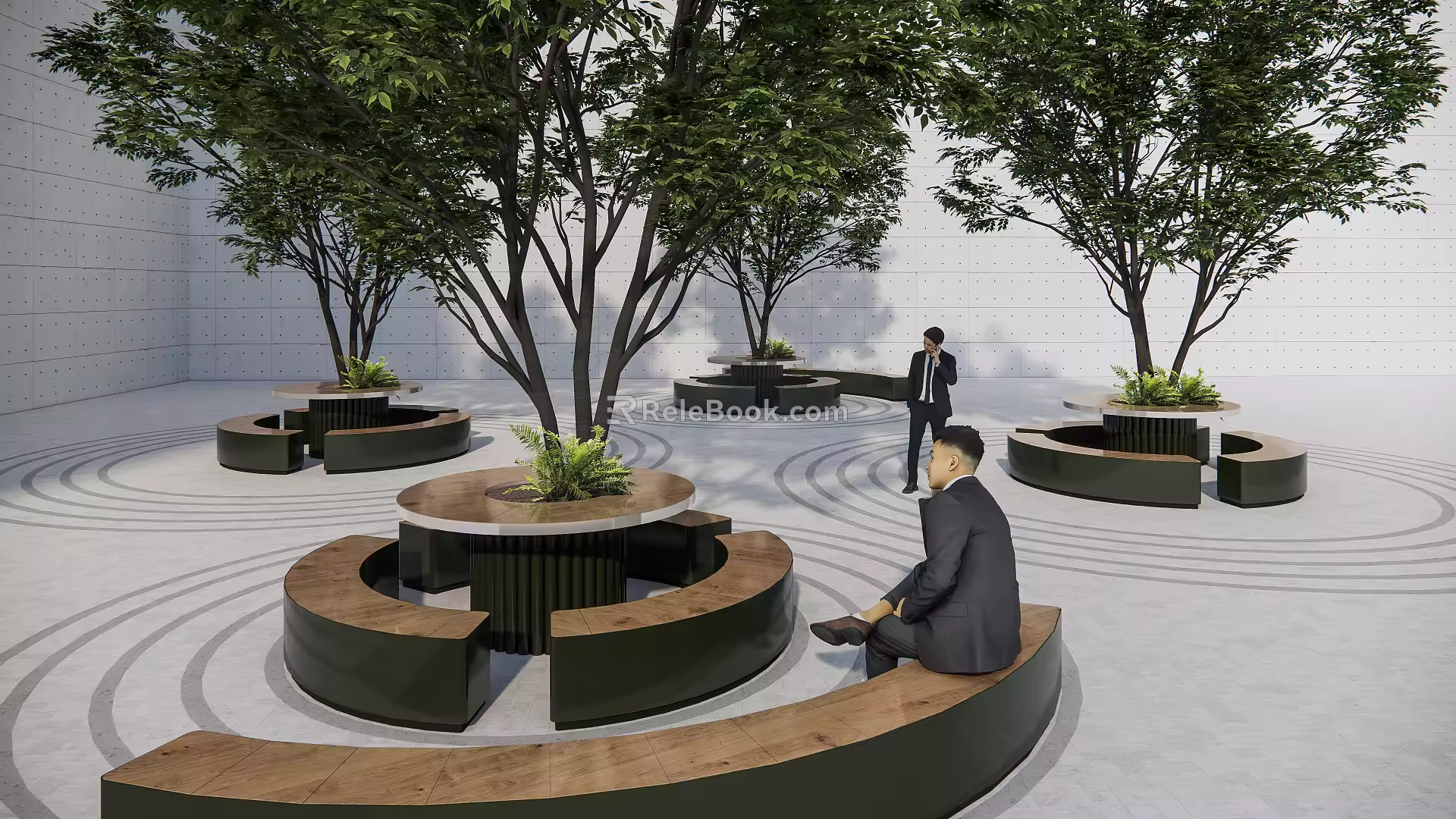 Modern Tree Pool Landscape Modeling Tree Pool Seat 3d model