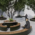 Modern Tree Pool Landscape Modeling Tree Pool Seat 3d model
