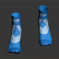 Blue Sports Socks With White Patterns And CR Logo For Daily Use