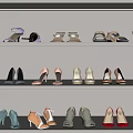 Stylish Various Shoes Display On Modern Multi Shelf Rack With Different Styles And Colors