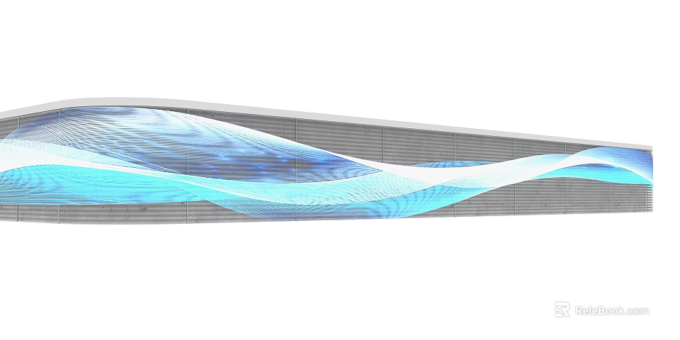 Sleek Modern Laptop Design With Blue And White Wave Pattern Metal Body Finish 3d model 
