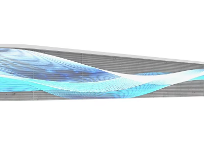 Sleek Modern Laptop Design With Blue And White Wave Pattern Metal Body Finish 3d model