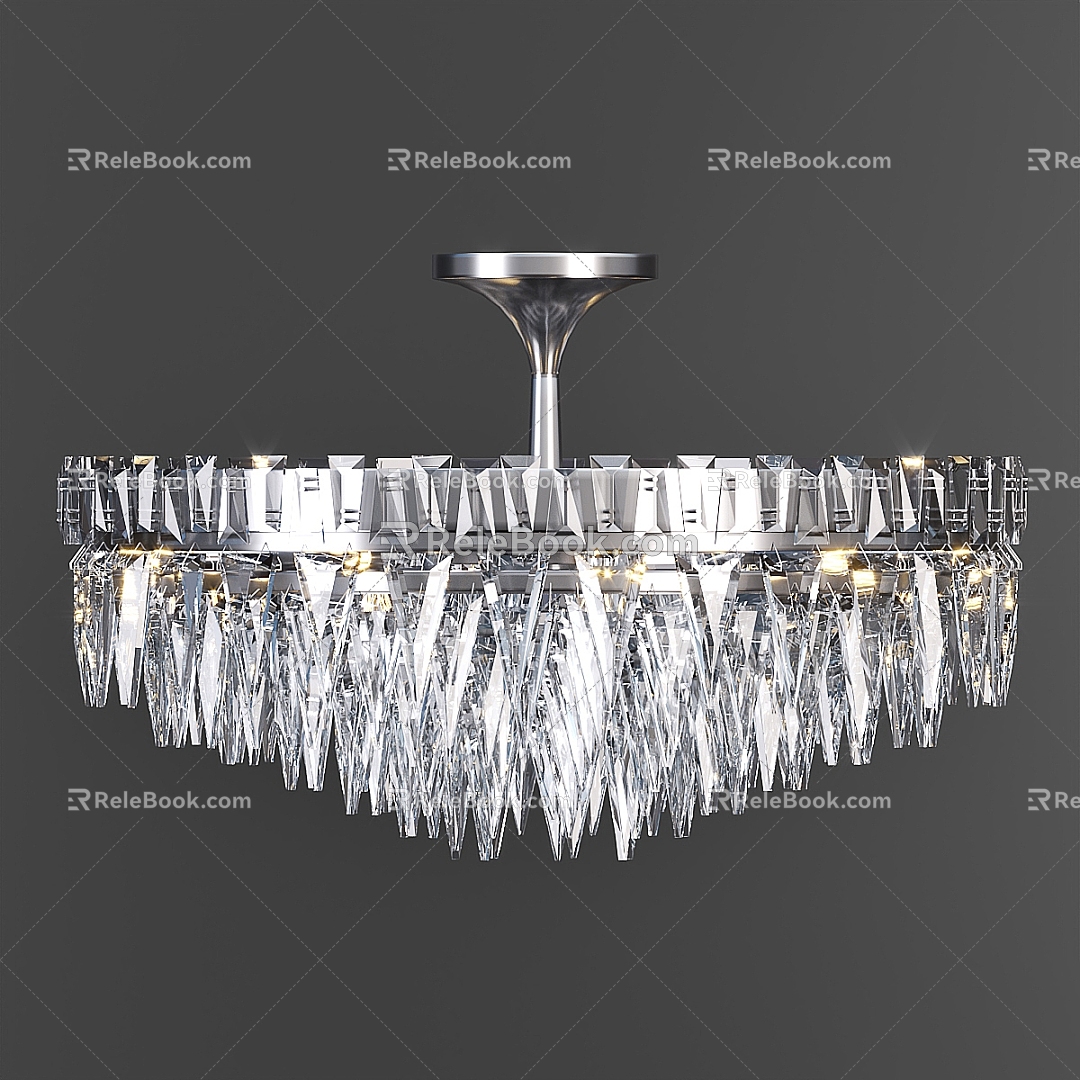 Modern gray metal crystal chandelier living room chandelier 3d model