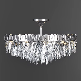 Modern gray metal crystal chandelier living room chandelier 3d model