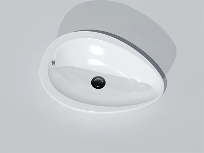 White Oval Ceramic Washbasin With Sleek Surface And Central Drain Hole 3d model