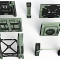Futuristic Sci Fi Scene With Green Modular Mechanical Components And Interconnected Tech Structures