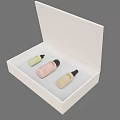 Perfume Cosmetics Display With Various Bottles And Jars On White Stands 3d model
