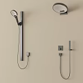 Modern Wall Mounted Shower System With Handheld Overhead Heads And Control Knobs 3d model
