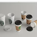 Starbucks Cups Collection Featuring White Logo And Brown Paper Designs With Lids