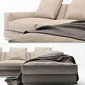 Modern Casual Sofa Set With Plush Cushions And Soft Throw Blanket Design 3d model