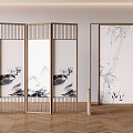 Japanese Style Log Folding Screen New Chinese Style Removable Partition 3d model