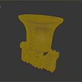 Detailed Intricate Wooden Sculptural Carving With Ornate Patterns And Decorative Base