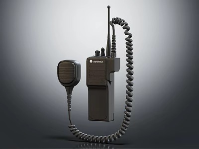 Professional Digital Walkie Talkie With Antenna Coiled Cord And Microphone 3d model