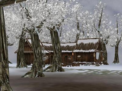 Snow House Scene 3d model