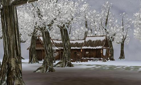 Snow House Scene 3d model