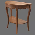 Wooden Side Table With Curved Top And Lower Shelf Classic Design