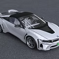 BMW White Black Convertible Sports Car With Streamlined Body And Green License Plate