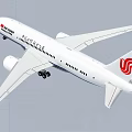 Air China Passenger Airplane In Flight With White Fuselage Blue Stripes And Red Tail Logo
