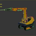 Compact Yellow Tracked Construction Equipment Featuring Extended Arm And Front Tool