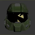 Green Futuristic Helmet With Metallic Surface Design And Transparent Visor Details
