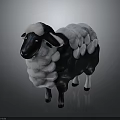 Black and White Plush Sheep Toy with Soft Wool and Decorative Character Design
