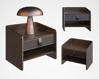 Bedside Table Bedside Table Wooden Bedside Table Lamp Metal Table Lamp 3d model