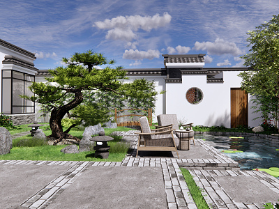 New Chinese Courtyard Landscape model