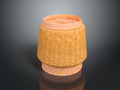 Natural Bamboo Weave Storage Container With Woven Texture And Cylindrical Shape For Home Organizer 3d model