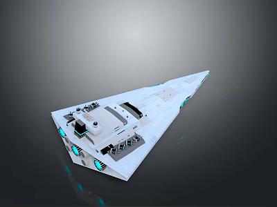 Futuristic White Spaceship With Blue Illuminated Lights And Advanced Hull Design For Space Exploration 3d model