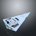 Futuristic White Spaceship With Blue Illuminated Lights And Advanced Hull Design For Space Exploration